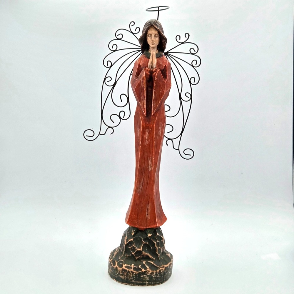 Southern Living At Home Santos Praying Angel Carved Wood Metal Wingsโ Distressed